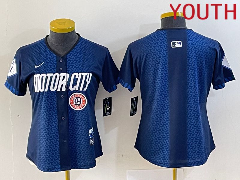 Youth Detroit Tigers Blank Blue City Edition Nike 2024 MLB Jersey style 2